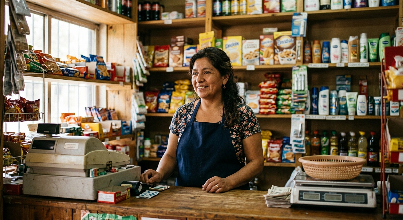 Almacenera de barrio chileno