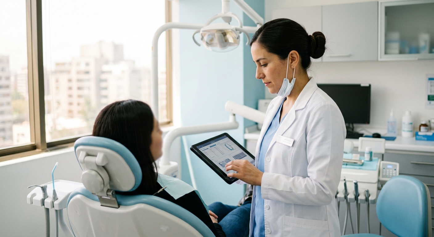 Dentista en consulta moderna